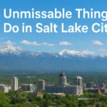 A scenic view of downtown Salt Lake City with the Wasatch Mountains in the background